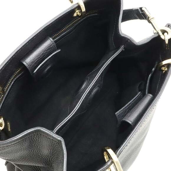 GUCCI Black Leather Bamboo Shoulder Bag - Picture 6 of 9